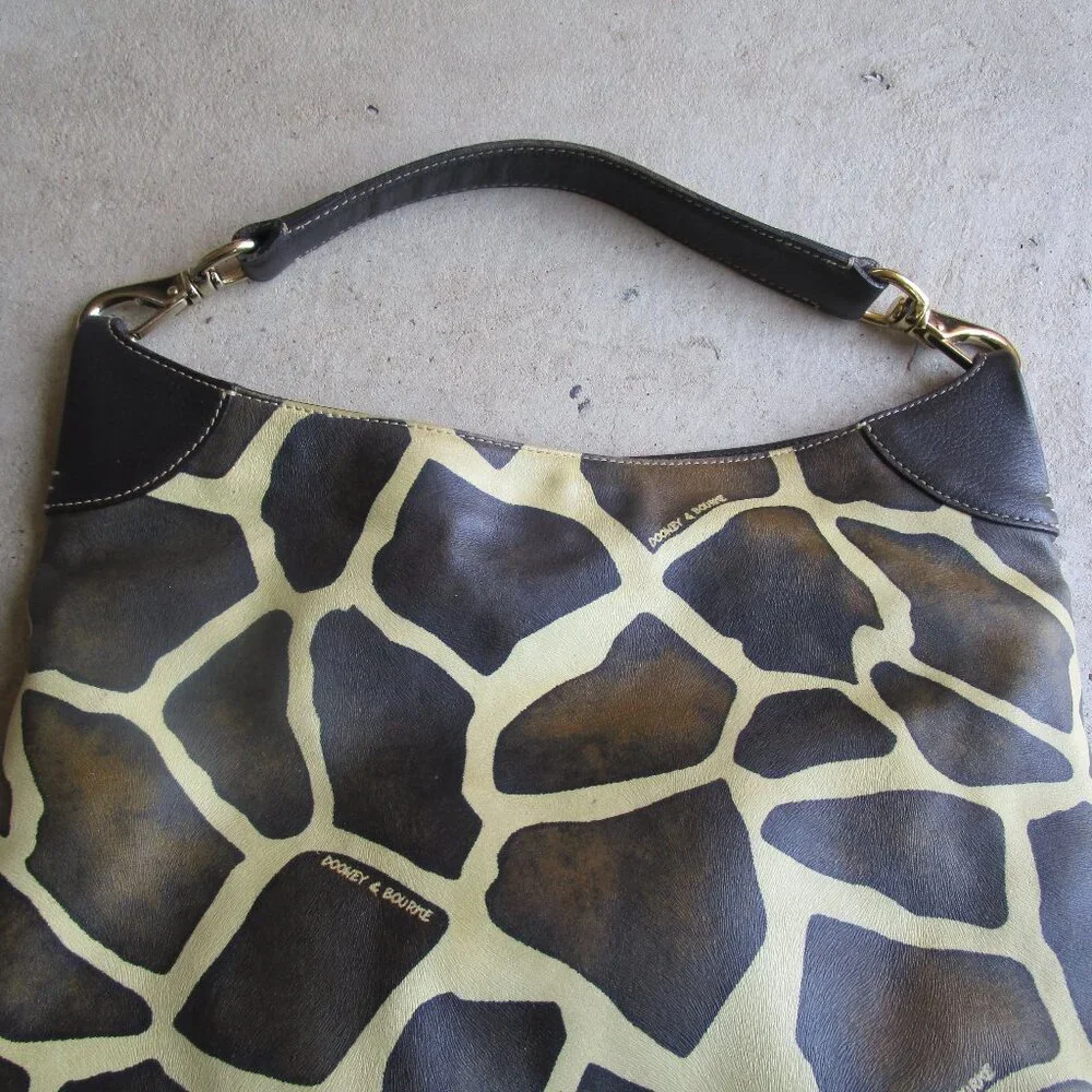 Vintage Dooney and Bourke Y2K leather giraffe print hobo - Picture 3 of 12